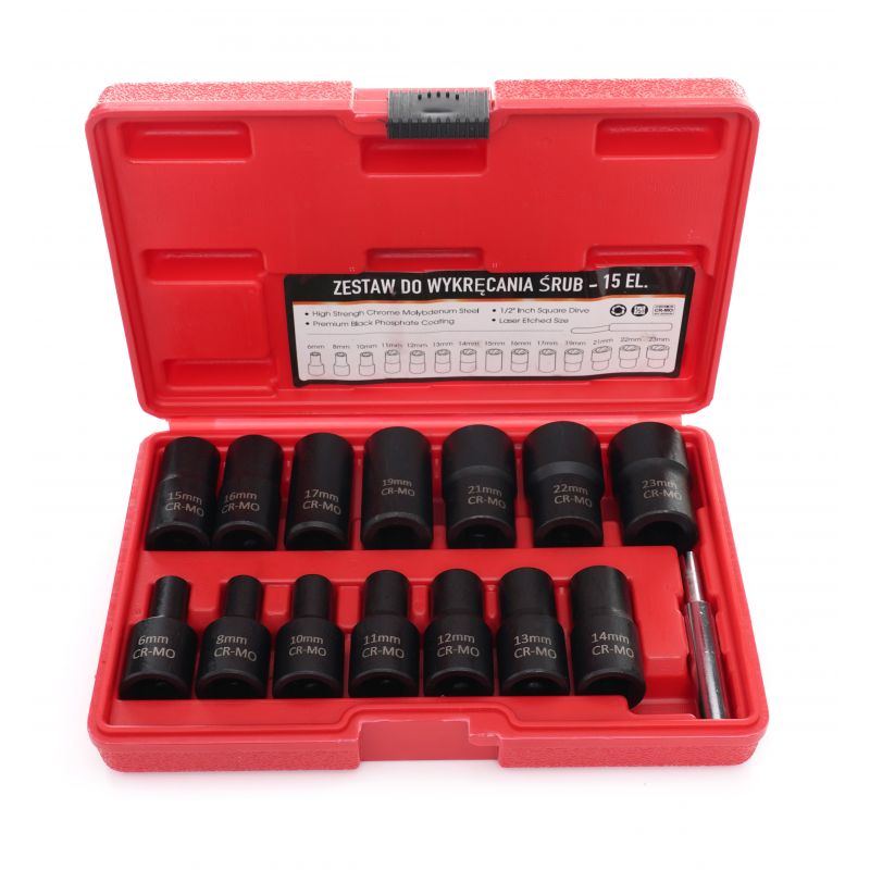 Nástavce na opracované skrutky 1/2" 15 dielov KD11793