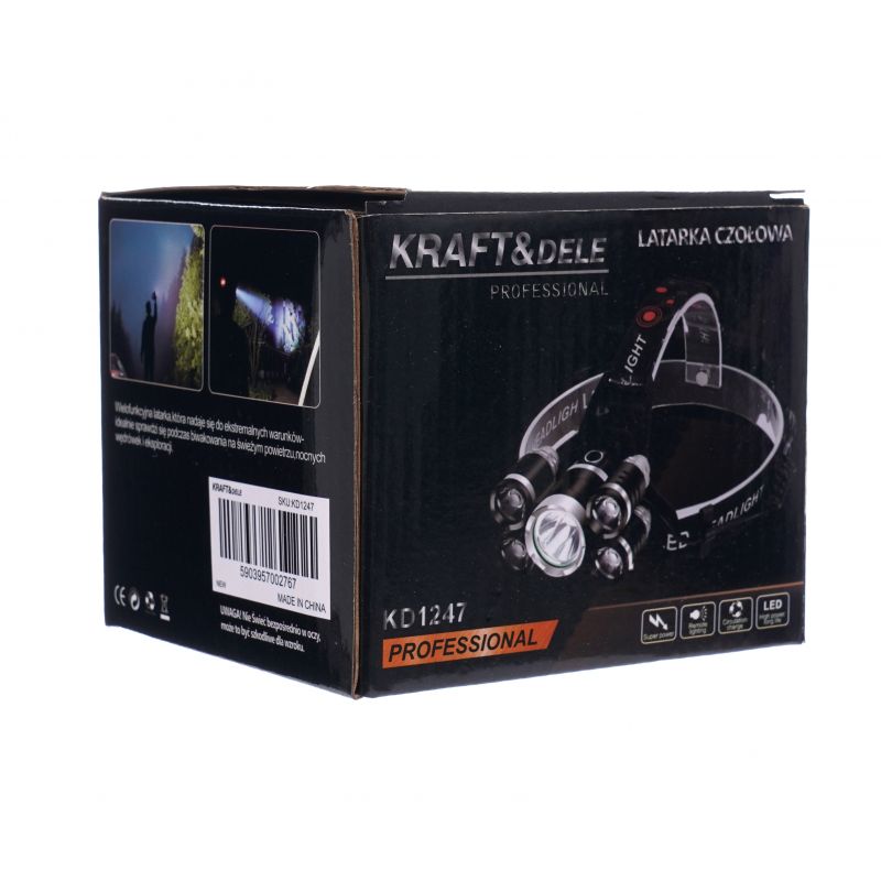Čelovka (Nabíjacia) 5xLED 1XT6 + 4XQ5 KRAFT&DELE KD1247 – Obrázok 14