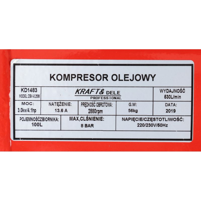 Olejový kompresor 100L 2-valec 3kW | KD1483 – Obrázok 9