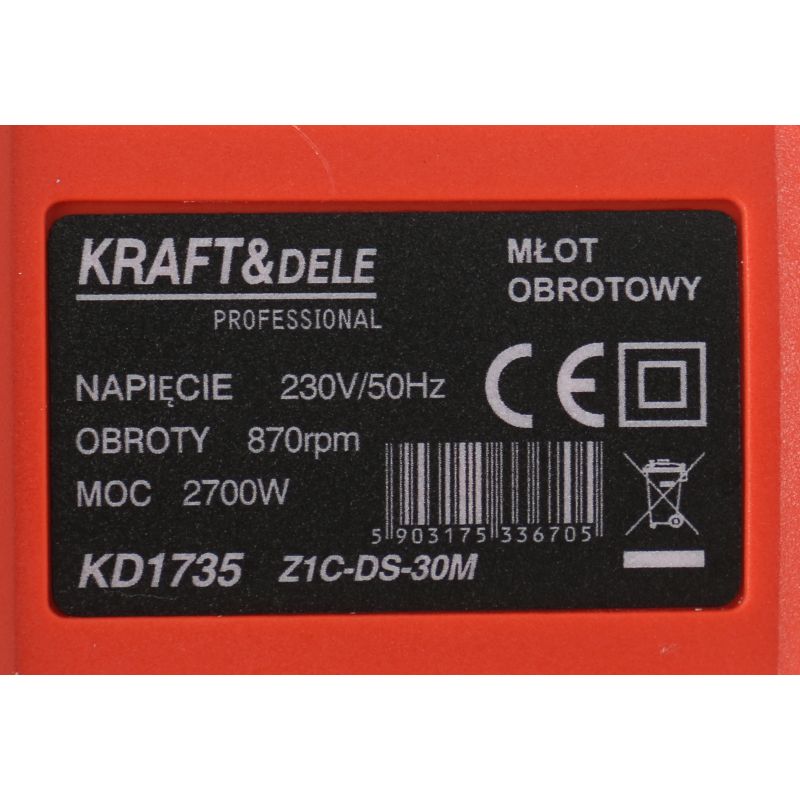 Vŕtacie kladivo SDS-plus 2700W 6J | KD1735 – Obrázok 5