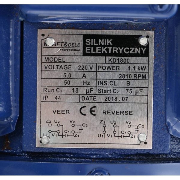 Jednofázový elektromotor, 1,1kW, 220V | KD1800 – Obrázok 7
