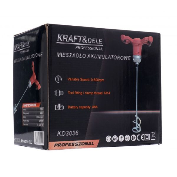 Akumulátorové miešadlo, M14, 100mm, 4Ah, KRAFT&DELE – Obrázok 5