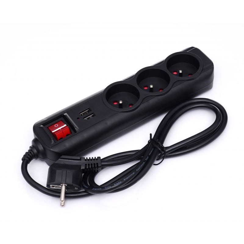 Predlžovací kábel s USB 1,5m, 3 zásuvky KD4031 – Obrázok 3