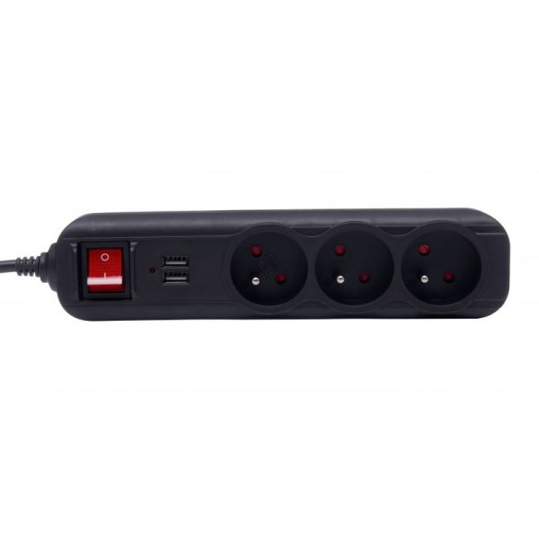 Predlžovací kábel s USB 1,5m, 3 zásuvky KD4031 – Obrázok 5