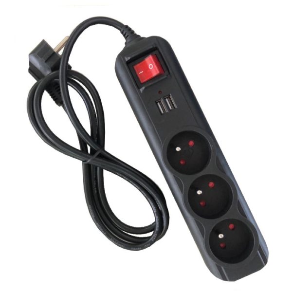 Predlžovací kábel s USB 1,5m, 3 zásuvky KD4031 – Obrázok 7