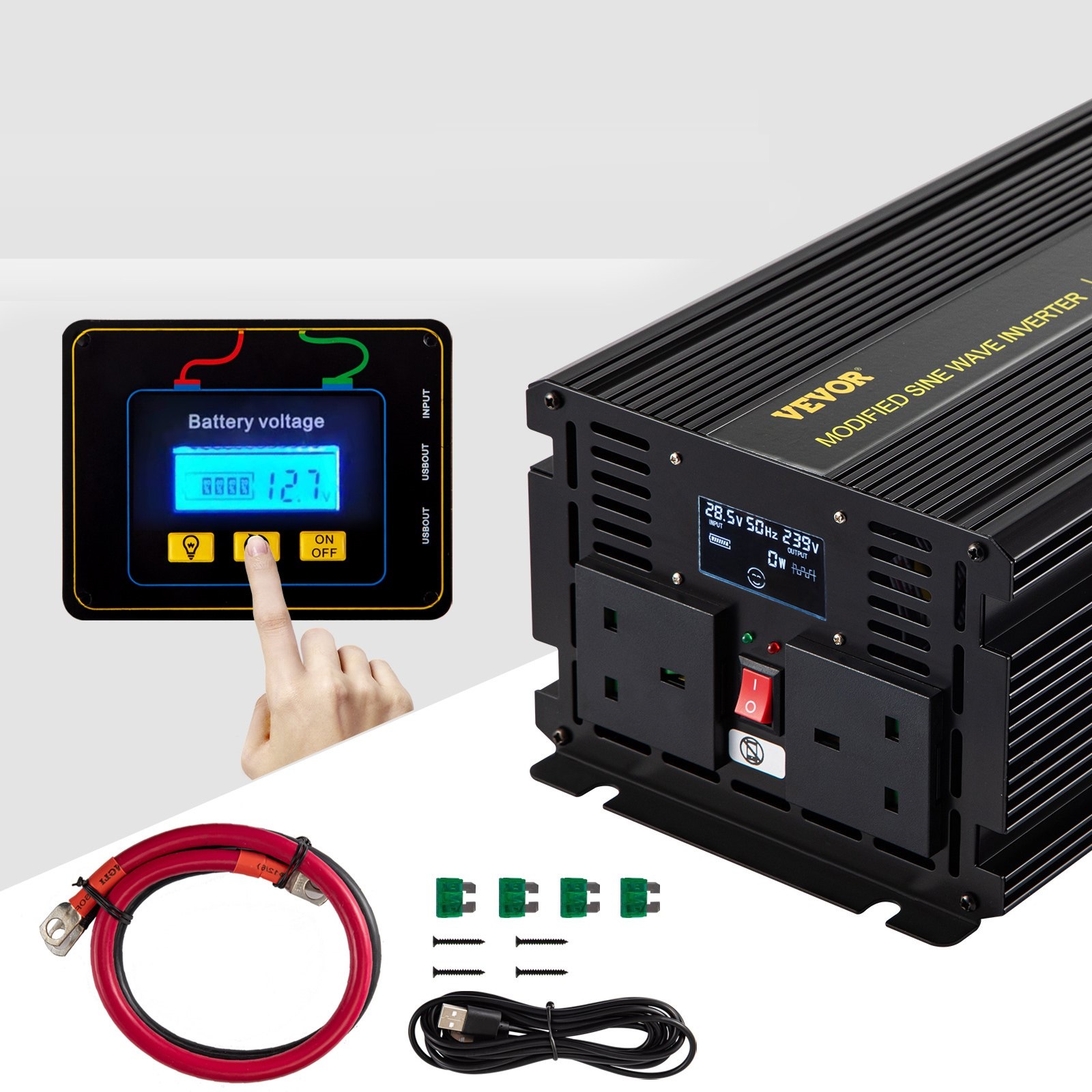Invertor 2000W, Modifikovaný Sínusový Menič, 24V – Obrázok 5
