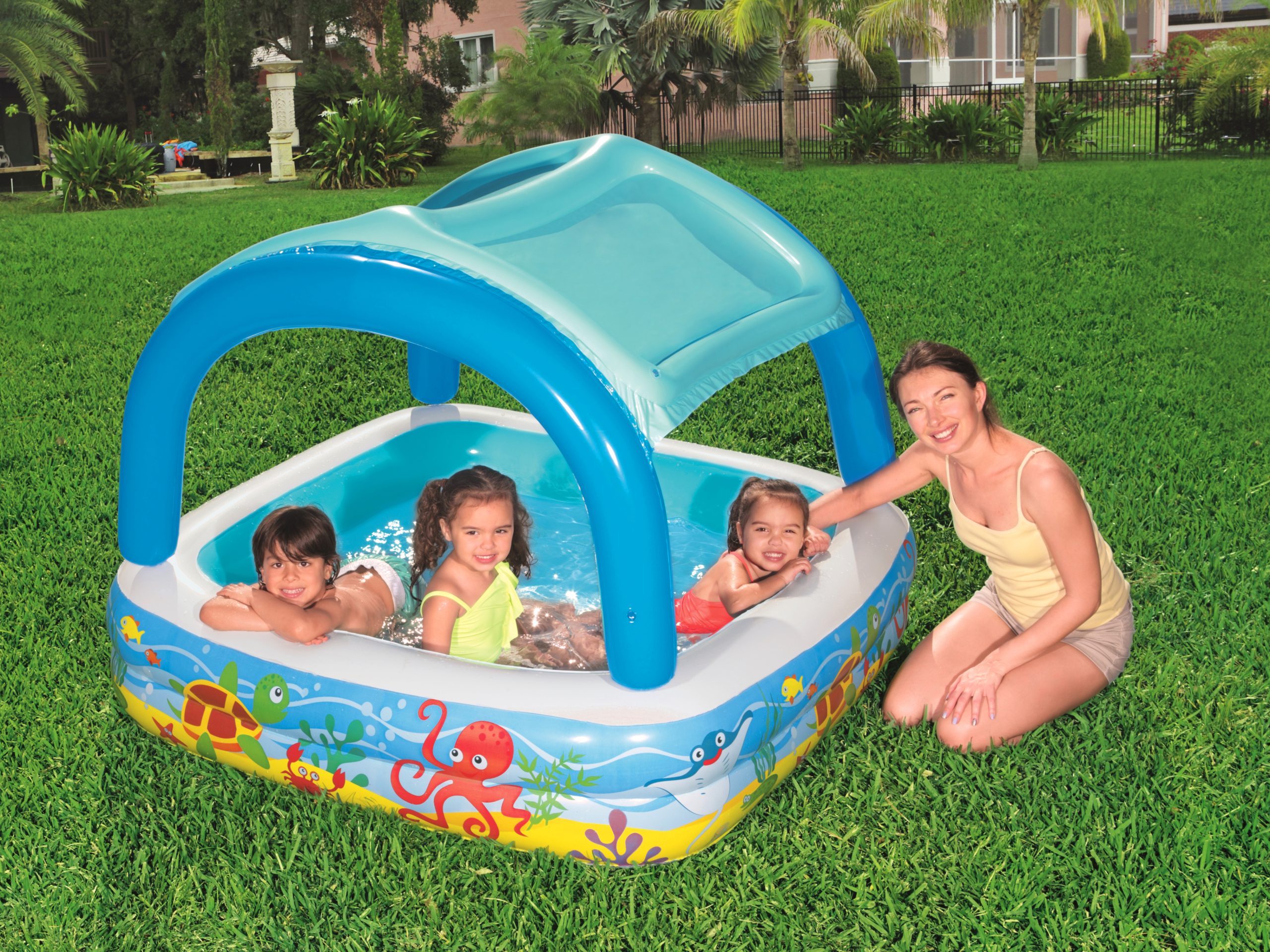 Detský bazén so zastrešením 140 x 140 x 114 cm Bestway 52192 – Obrázok 5