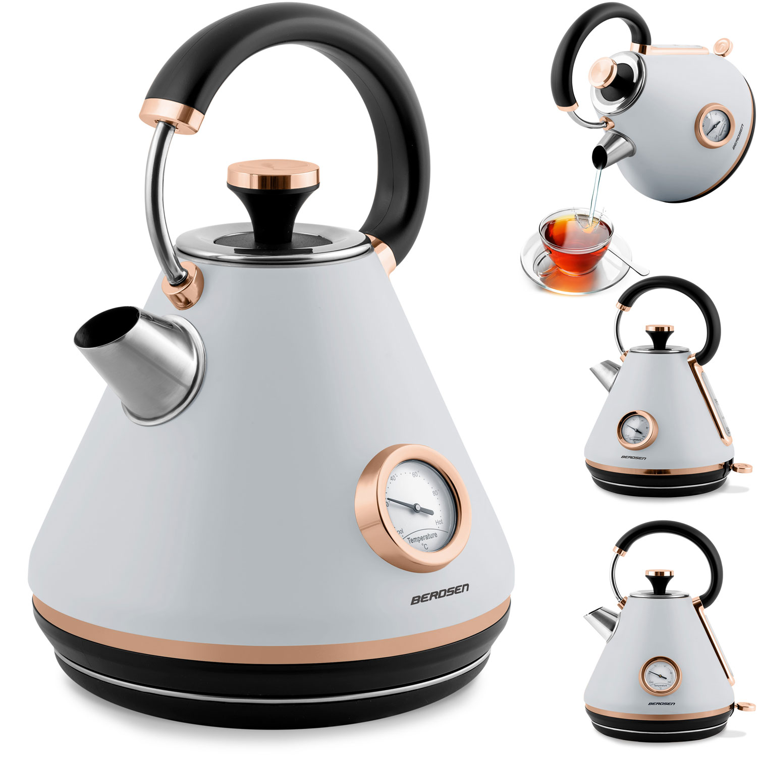 Rýchlovarná kanvica s teplomerom 1.7L BD-701 šedá