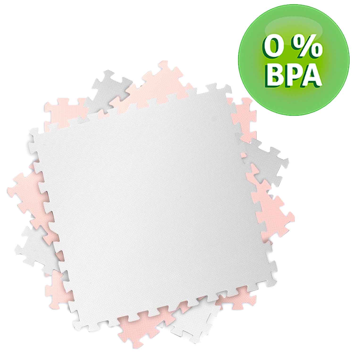 Veľká vzdelávacia penová podložka na puzzle Ricokids, broskyňová a biela – Obrázok 7