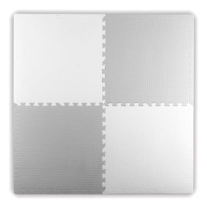 Veľká penová podložka. 4 kusy puzzle. biela a šedá