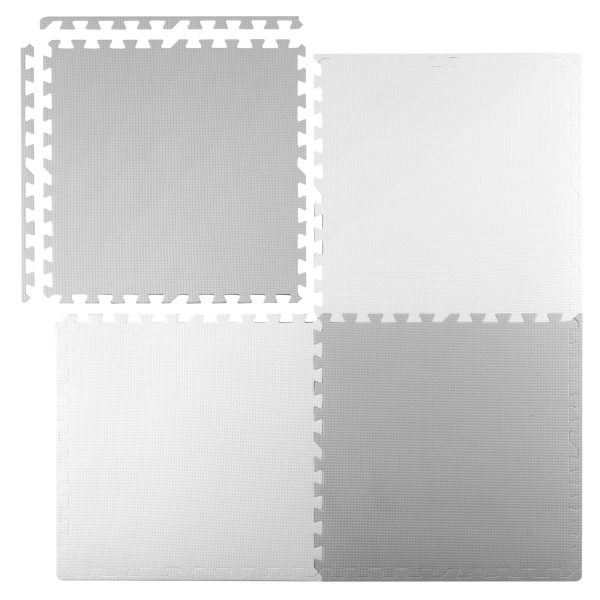 Veľká penová podložka. 4 kusy puzzle. biela a šedá – Obrázok 2