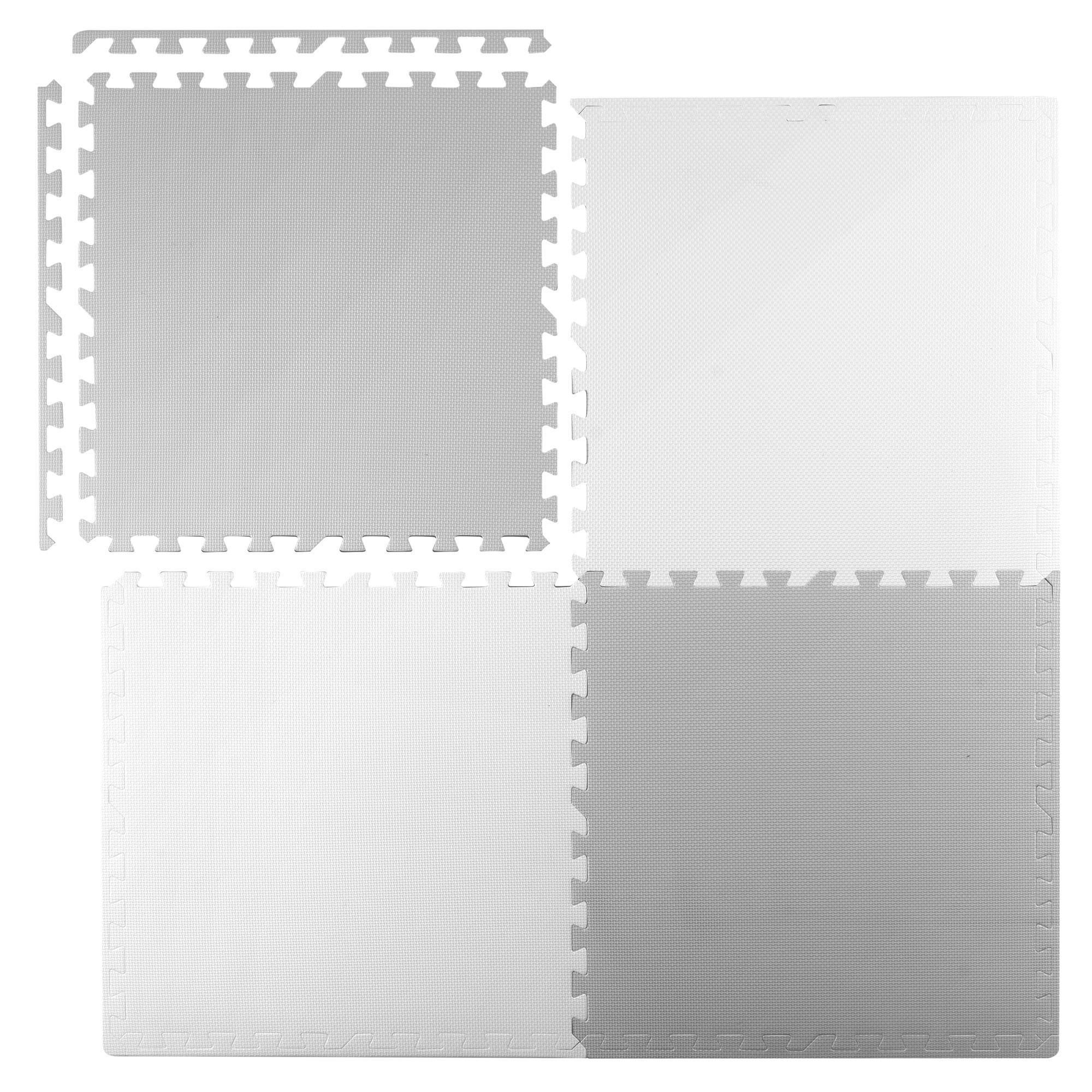 Veľká penová podložka. 4 kusy puzzle. biela a šedá – Obrázok 2