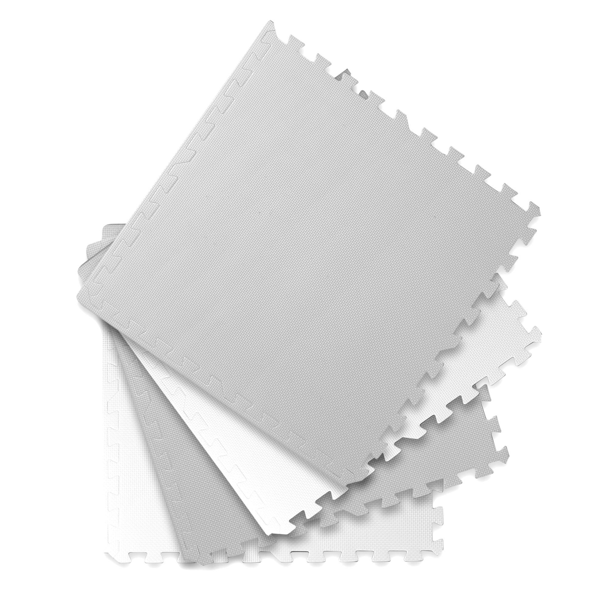 Veľká penová podložka. 4 kusy puzzle. biela a šedá – Obrázok 6