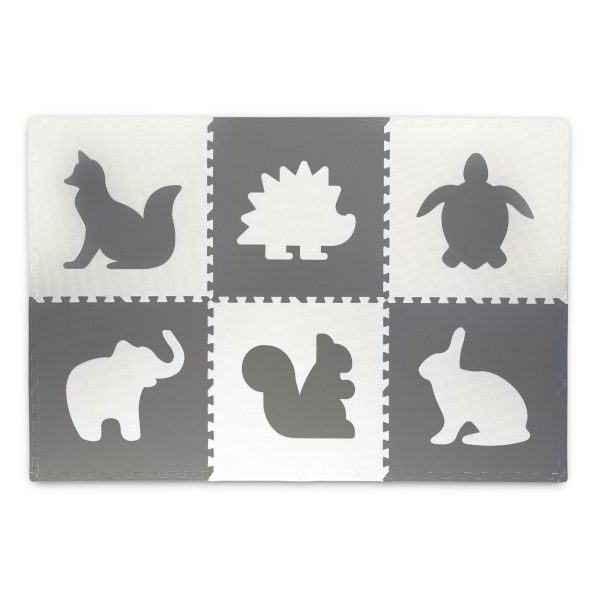 Veľká penová podložka. puzzle. biele a sivé zvieratká. 6 ks.