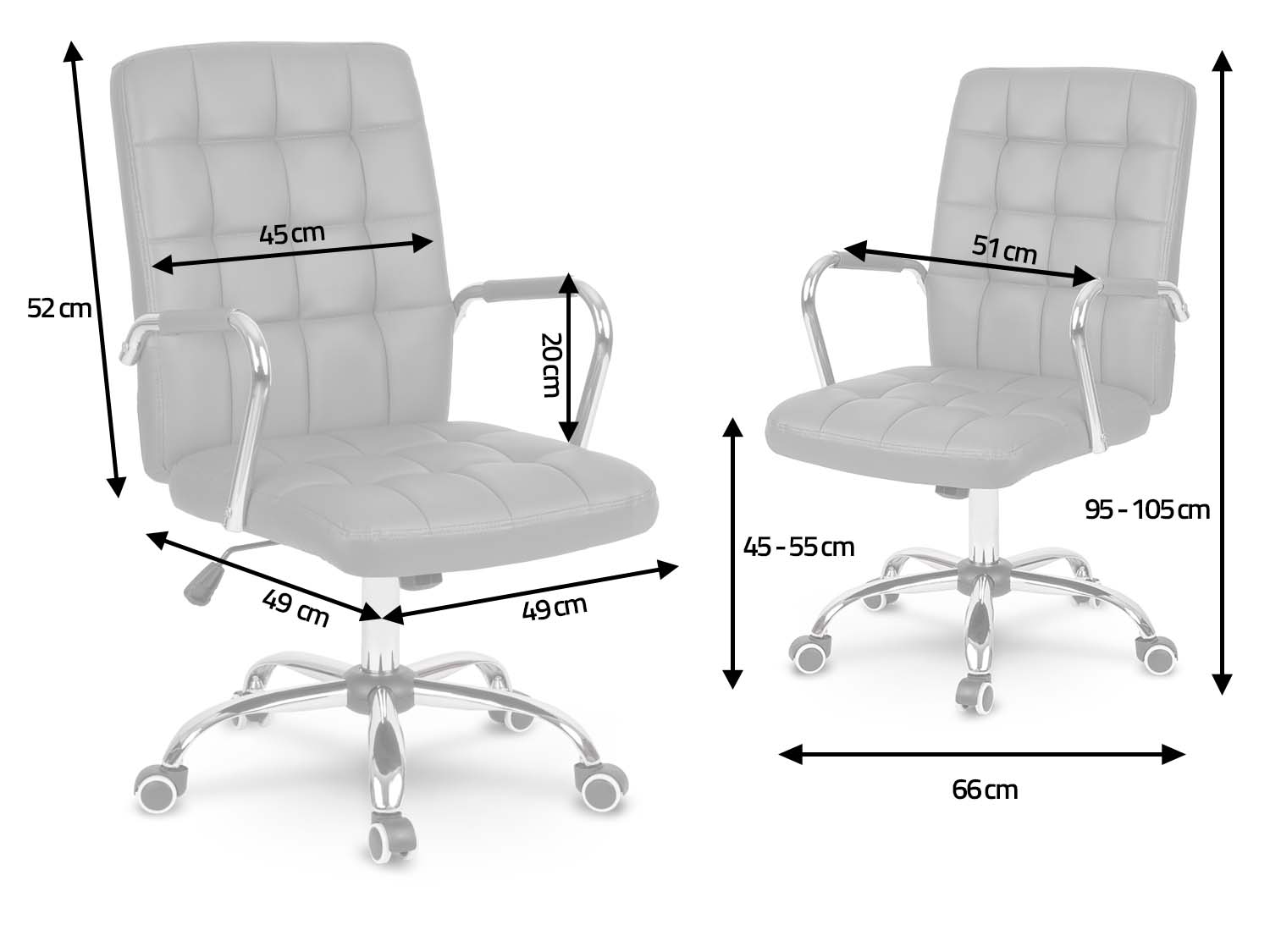 Kožená kancelárska stolička Benton sivá – Obrázok 6