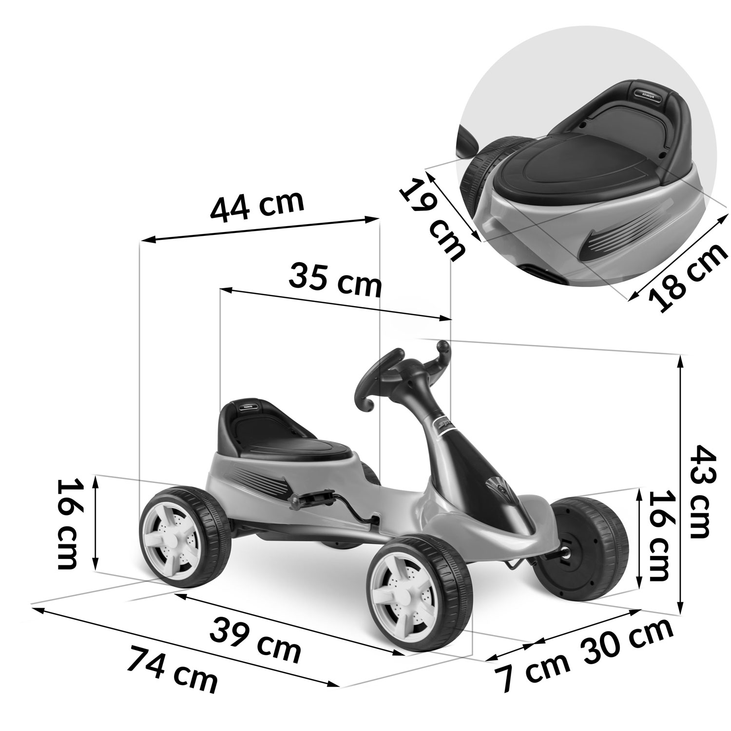 Detská šlapací motokára RK-595. červená – Obrázok 7