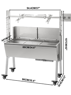 60kg Rotačný Gril Na Drevené Uhlie 94cm – Obrázok 2