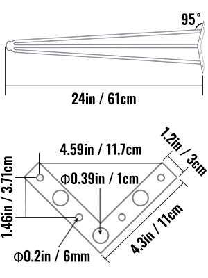 Set 4ks Kovových Nôh Stola 61cm – Obrázok 2
