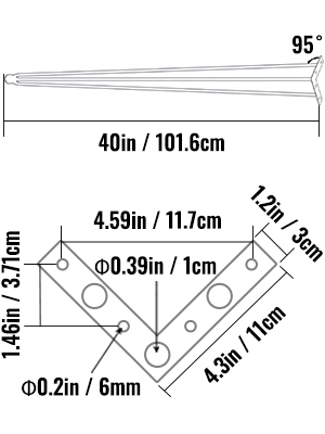 Set 4ks Kovových Nôh Stola 101,6 Cm – Obrázok 2