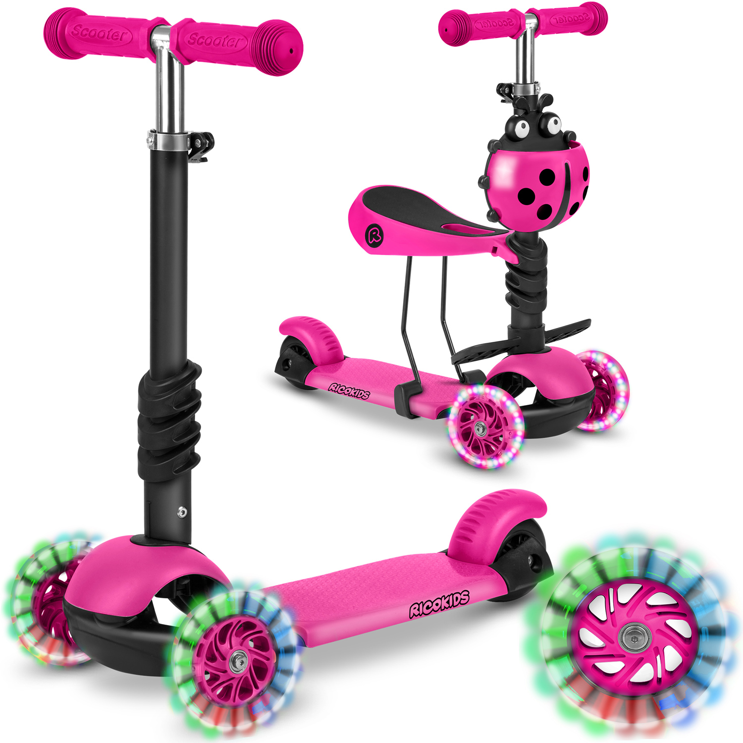 Trojkolesová kolobežka Ricokids Buggy - ružová