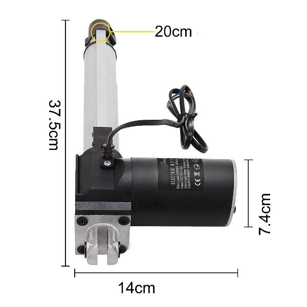 Lineárny Elektrický Aktuátor 12V, 200mm, 6000N – Obrázok 2
