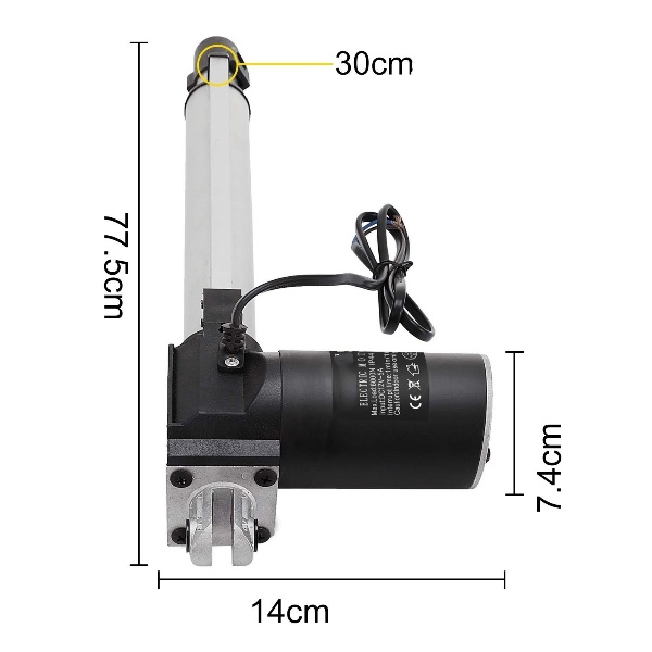 Lineárny Elektrický Aktuátor 12V, 300mm, 6000N – Obrázok 2