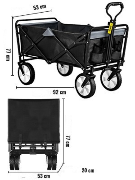 Záhradný Skladací Vozík Bez Strešnej Konštrukcie (Modrý 92cm) – Obrázok 2
