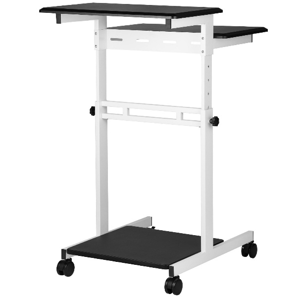 Nastaviteľný Stôl Biely Na Kolieskach (87 – 119cm) – Obrázok 2