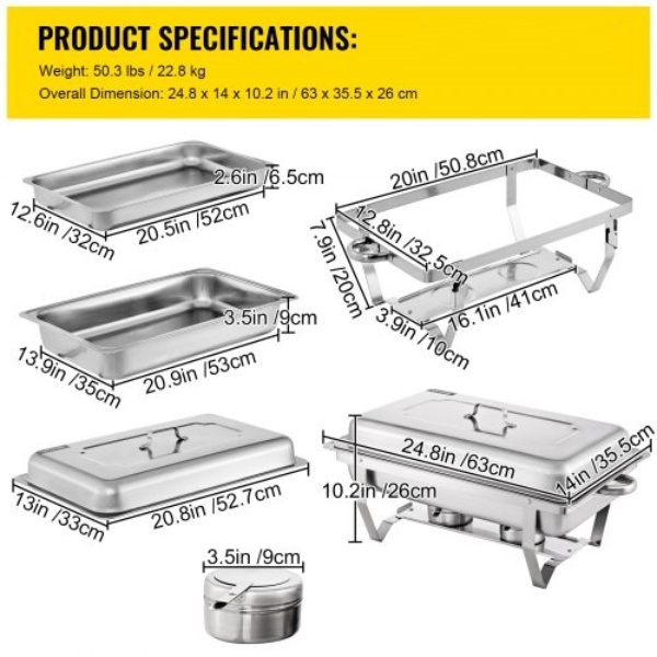 Chafingova Miska 9L Set 3 Nerezová – Obrázok 2