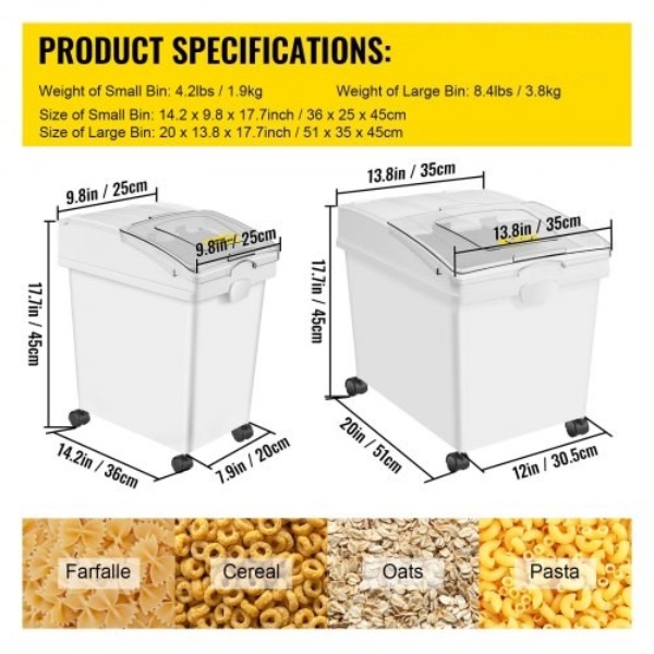 2x40L A 2x25L Nádoba Na Potraviny (Na Kolieskach) – Obrázok 3