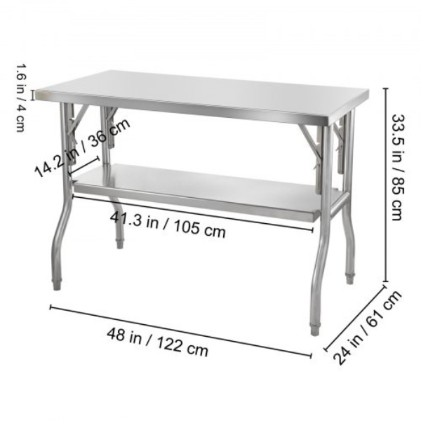 Nerezový Stôl 122 X 61 X 85 Cm – Obrázok 3