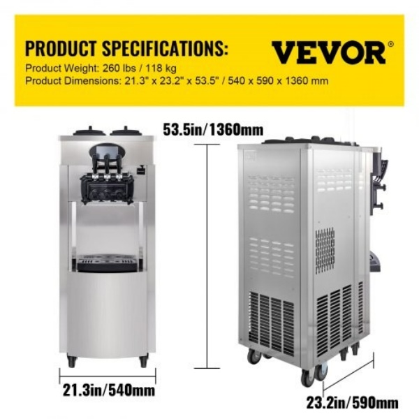 Stroj Na Výrobu Točenej Zmrzliny 2200W 20-28l/H 3 Trysky – Obrázok 3