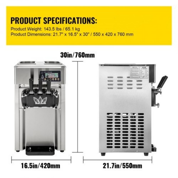 Stroj Na Výrobu Točenej Zmrzliny 1200W 3 Trysky 18l/H – Obrázok 2