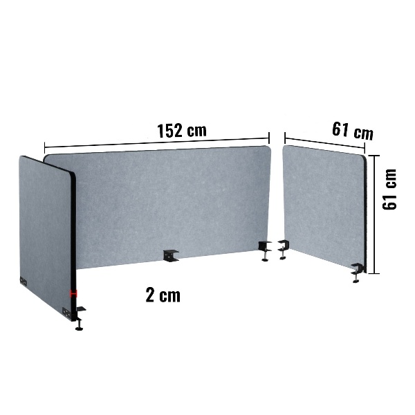 Stolový Oddeľovač 152 X 61 Cm (Sivý) – Obrázok 6