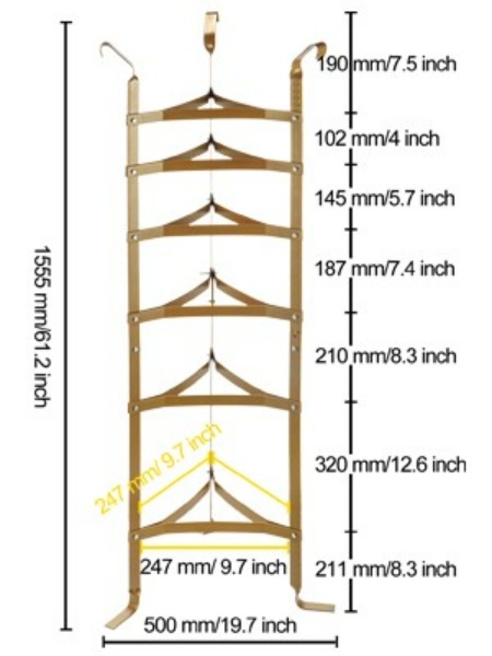 Stojan Na Riad 155cm Svetlo Hnedý – Obrázok 5