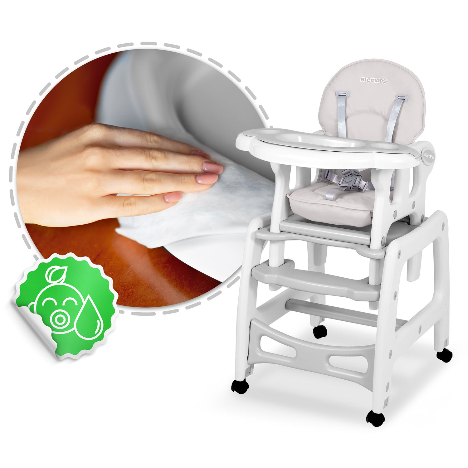 Podnos na vysokú stoličku Sinco Ricokids - sivý – Obrázok 7
