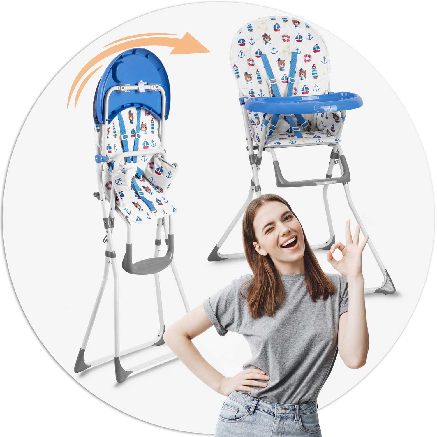 Stolička na morské kŕmenie Ricokids FANDO so stolom – Obrázok 6
