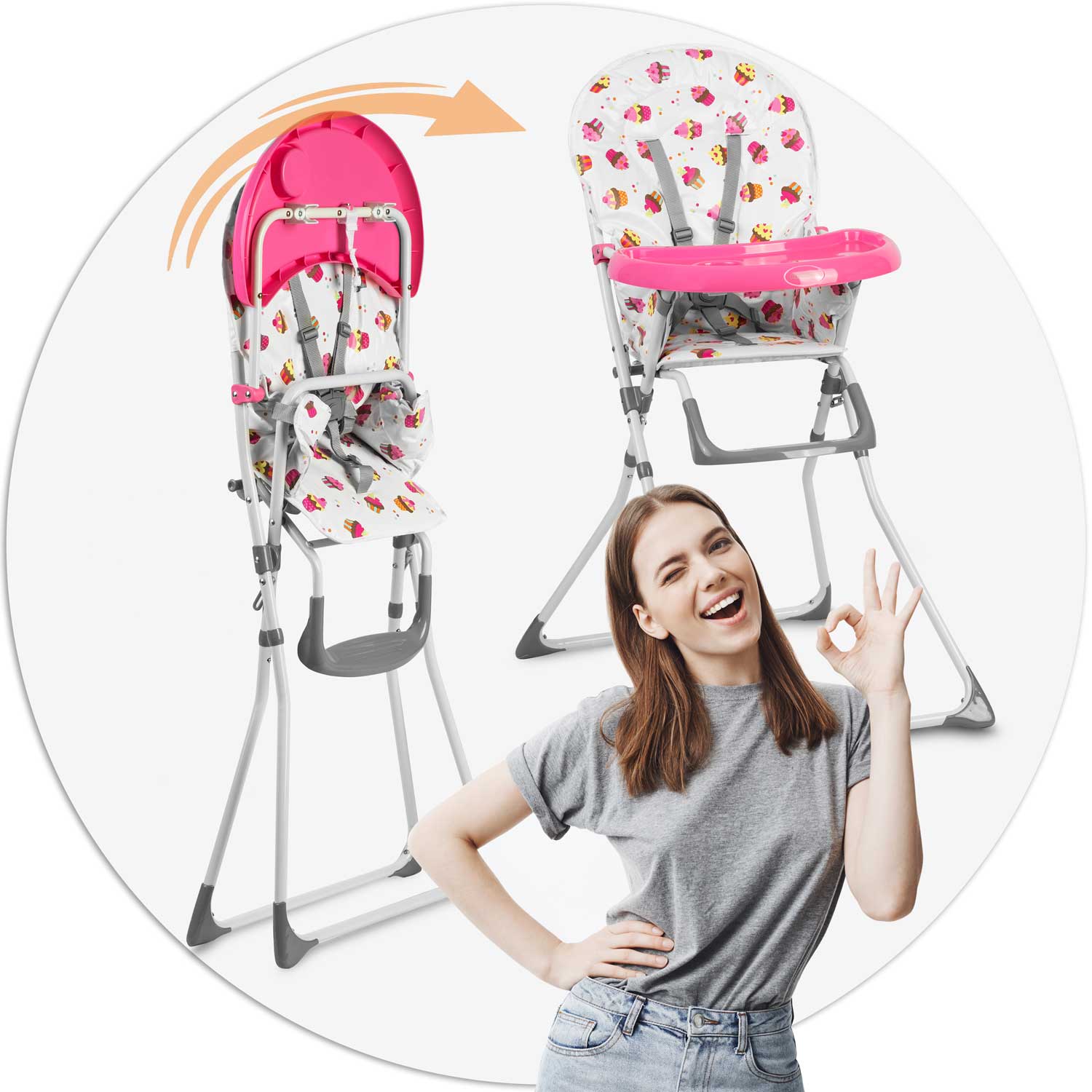 Stolička na kŕmenie Ricokids FANDO cupcakes so stolíkom – Obrázok 6