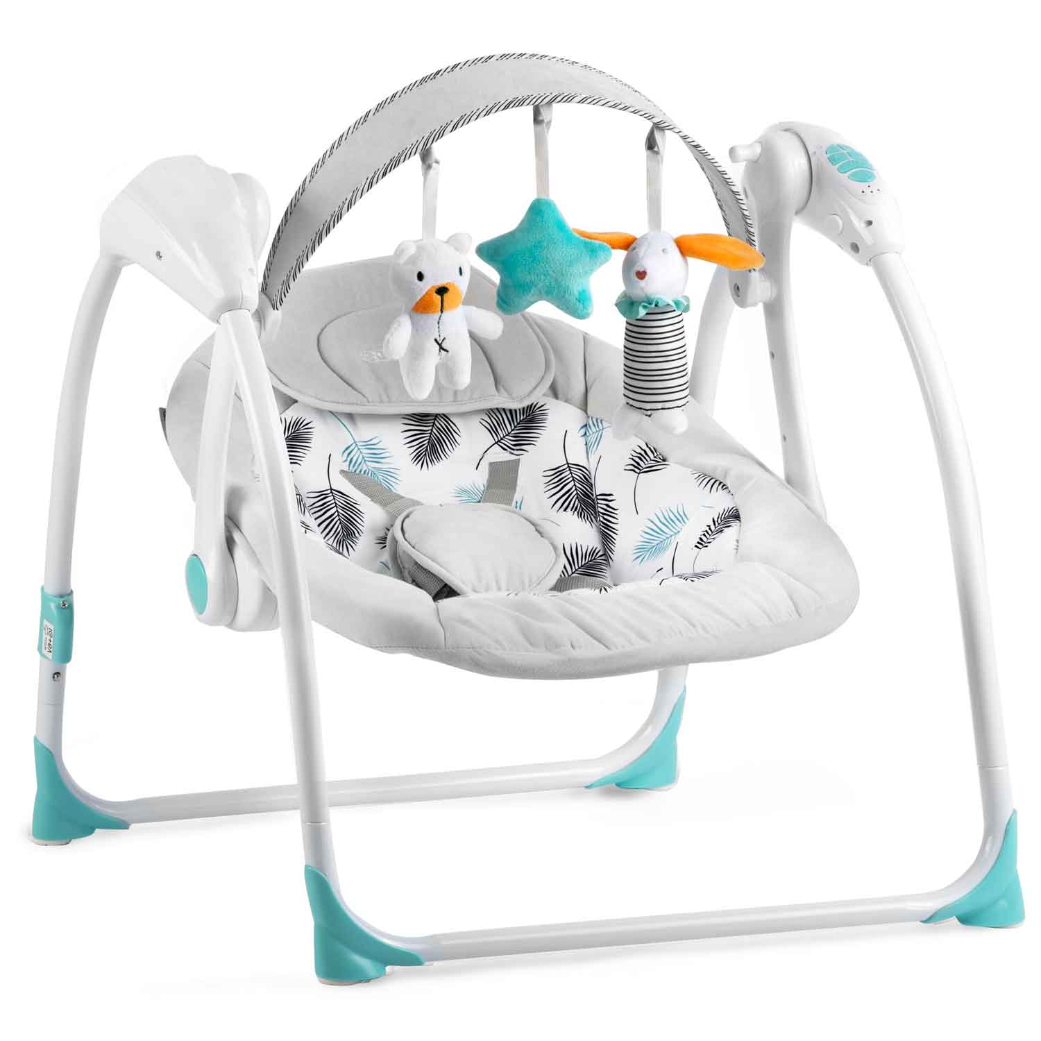 Automatické hojdacie kreslo Ricokids 7326 s hudbou, tyrkysové – Obrázok 3