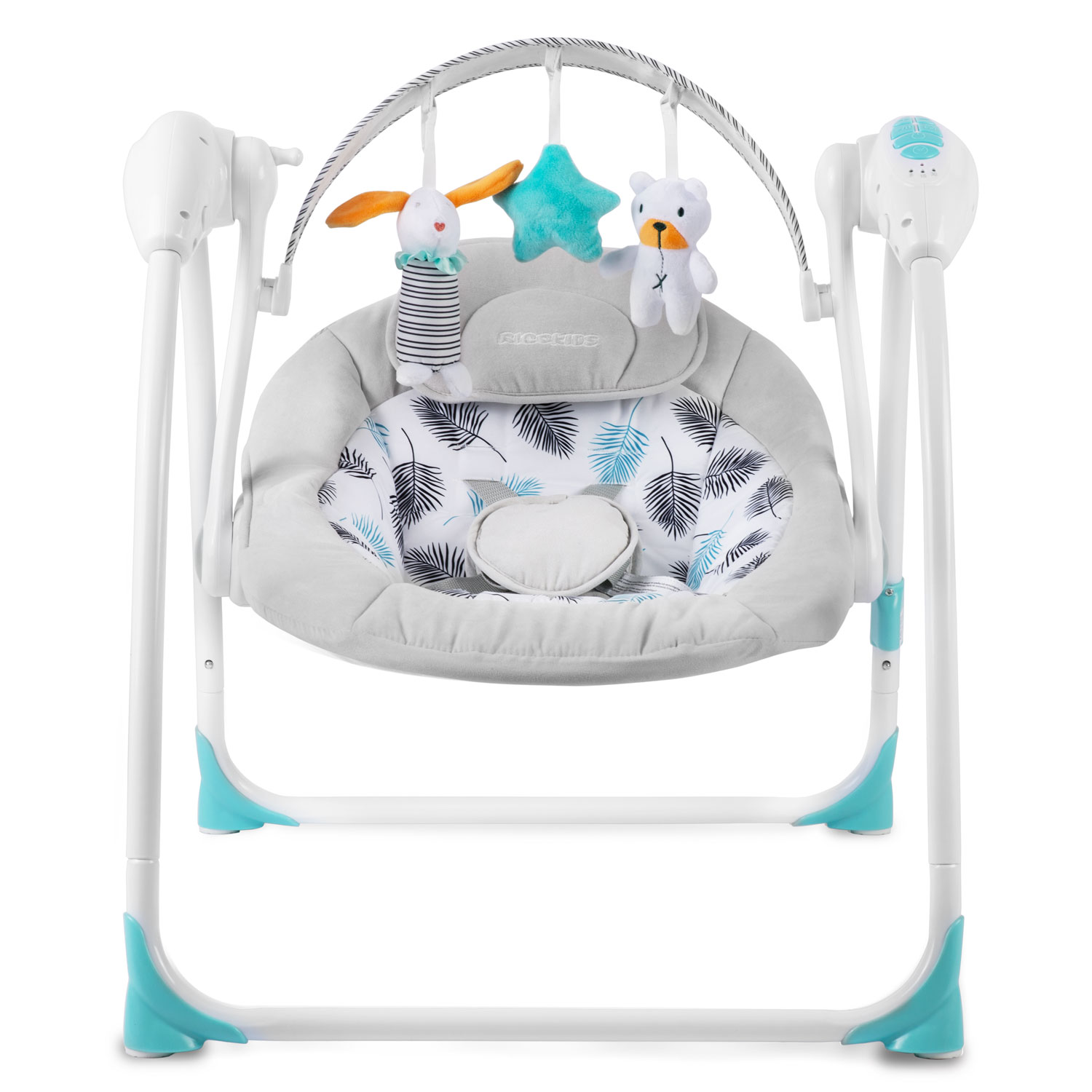 Automatické hojdacie kreslo Ricokids 7326 s hudbou, tyrkysové – Obrázok 2