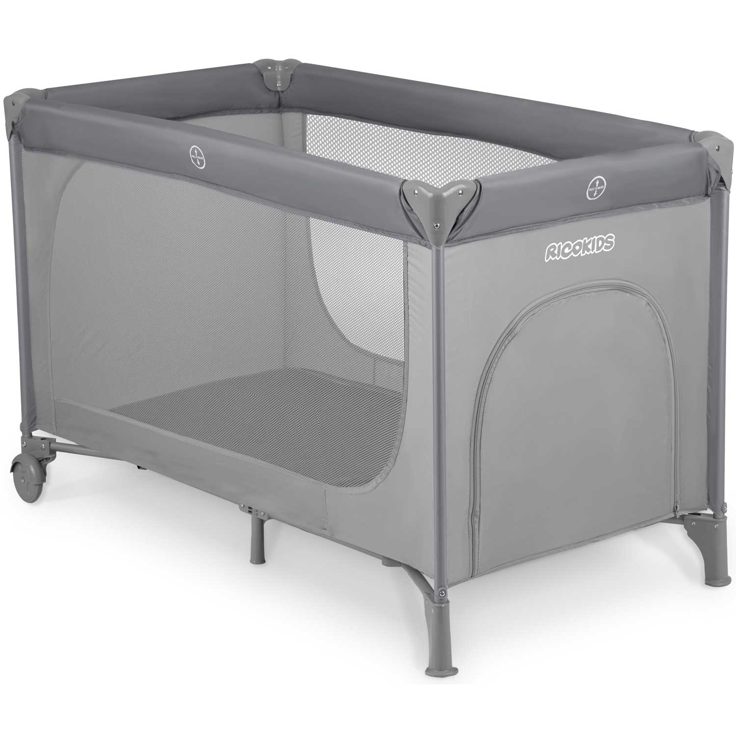 Cestovná postieľka + matrac + taška 125 x 65 x 78 cm RK-240 sivá – Obrázok 3