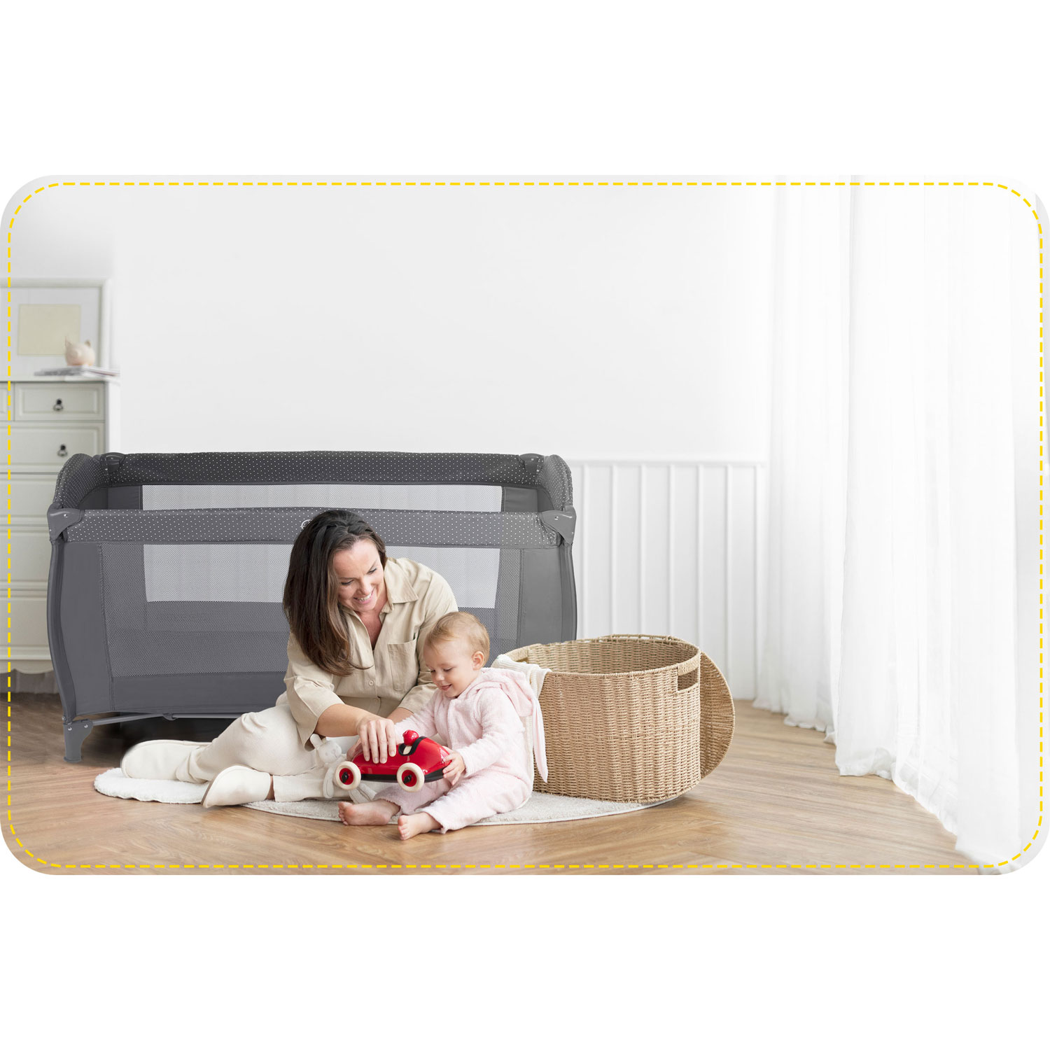 Cestovná postieľka + matrac + taška 125 x 65 x 78 cm RK-242 antracitová – Obrázok 7