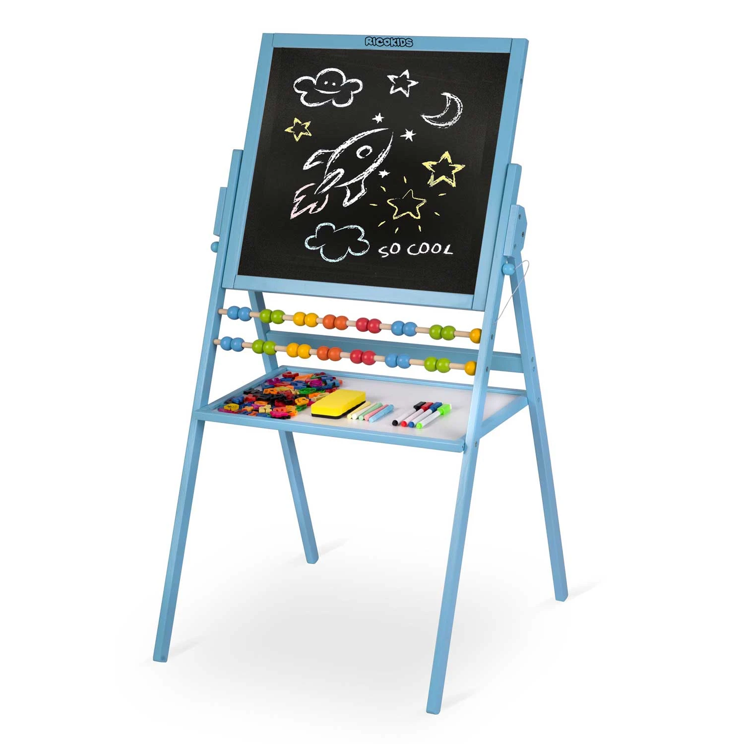 Magnetická otočná tabuľa Ricokids - modrá – Obrázok 3