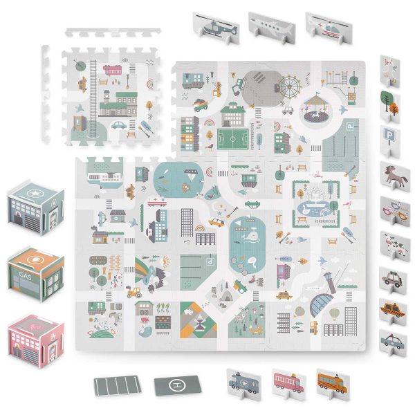 Penová podložka puzzle 105x105cm + penové figúrky Nukido Town – Obrázok 6