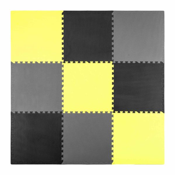 Penová podložka puzzle 180x180cm 9 ks sivožltá