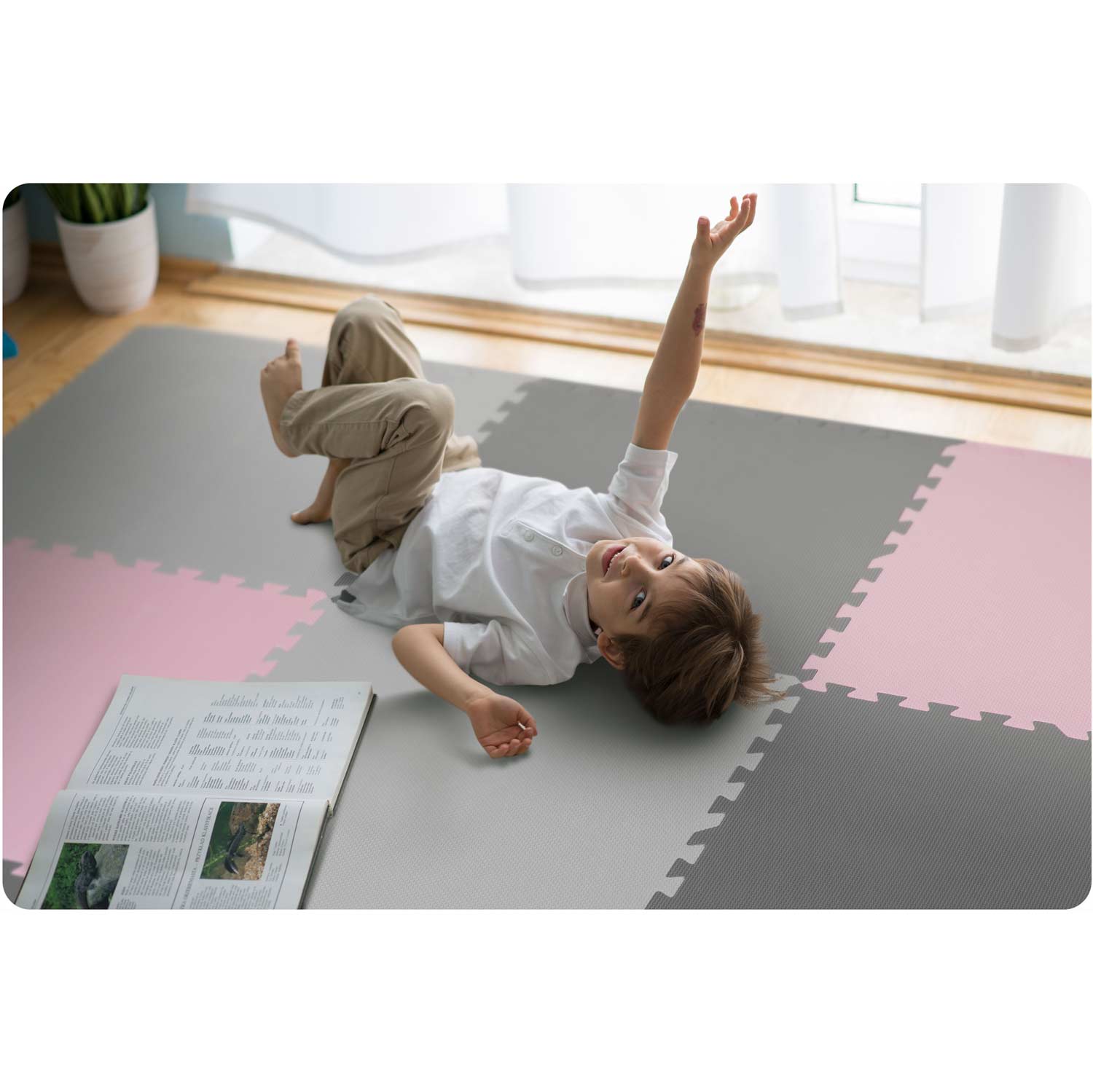 Penová podložka puzzle 180x180cm 9 ks sivoružová – Obrázok 3