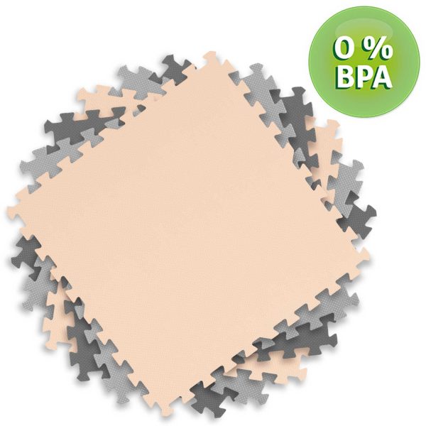 Penová podložka puzzle 180x180cm 9 ks sivá a broskyňová – Obrázok 7