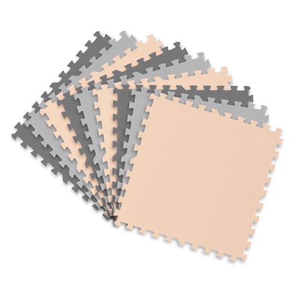 Penová podložka puzzle 180x180cm 9 ks sivá a broskyňová – Obrázok 5