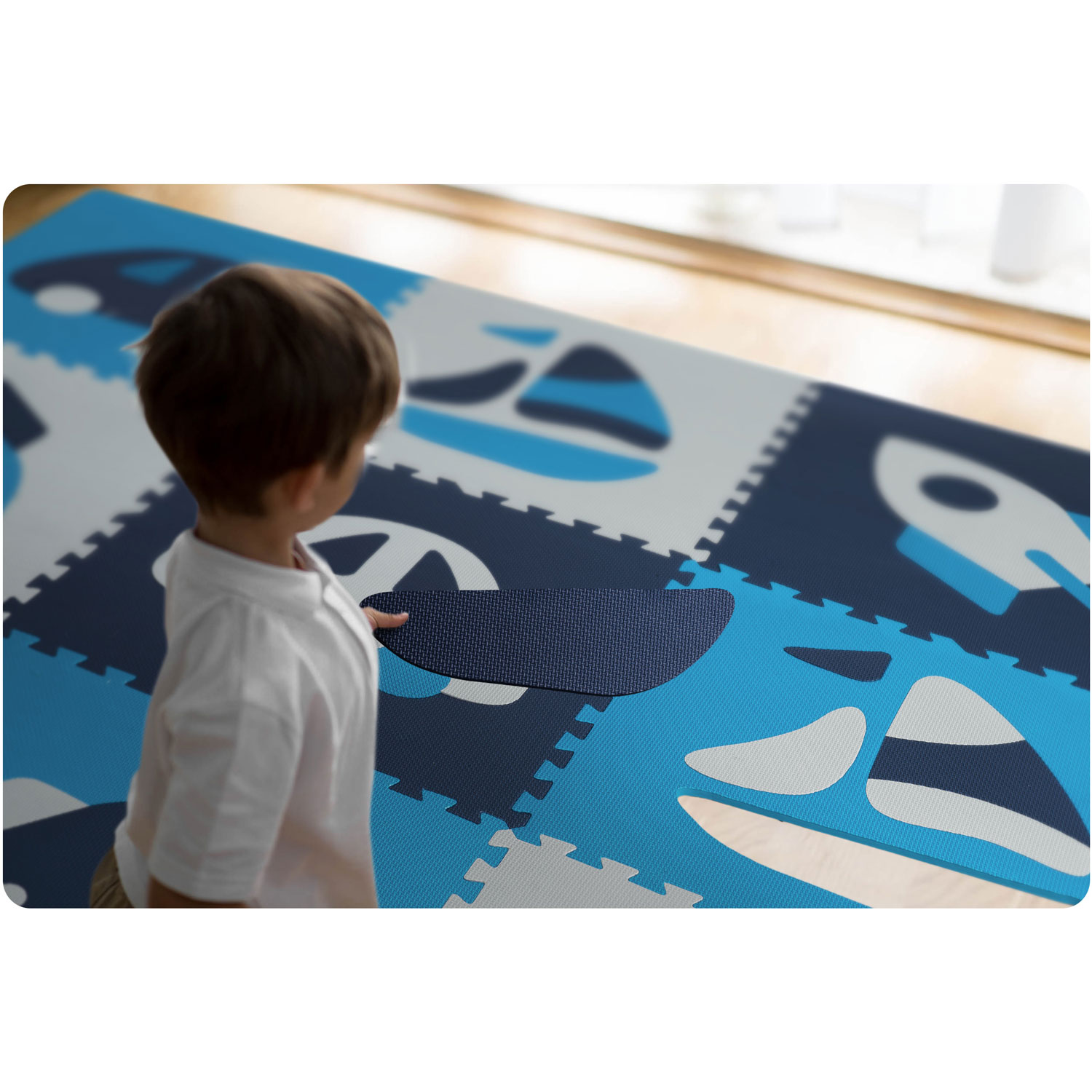 Penová podložka puzzle 180x180cm 9 ks modrá – Obrázok 5
