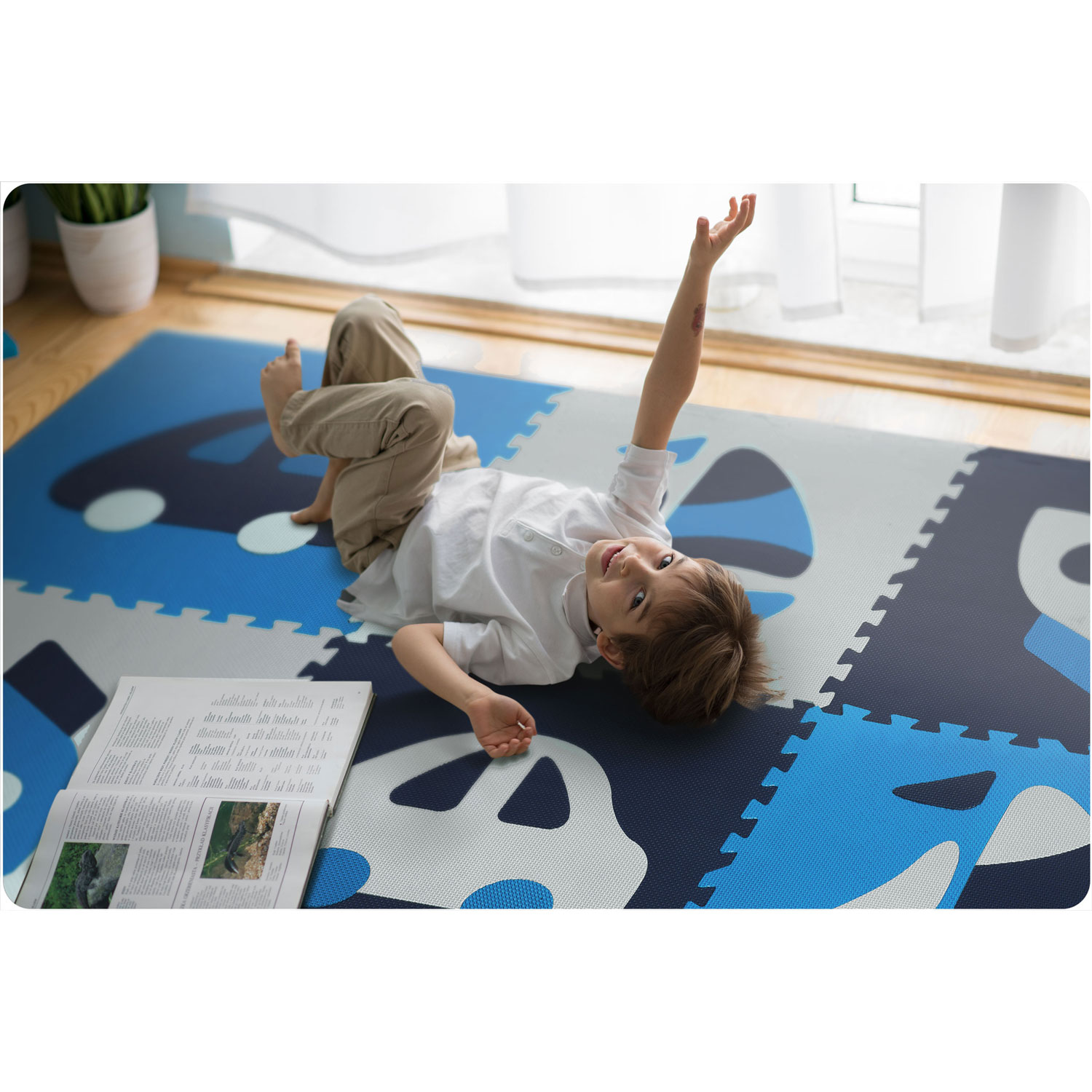 Penová podložka puzzle 180x180cm 9 ks modrá – Obrázok 6